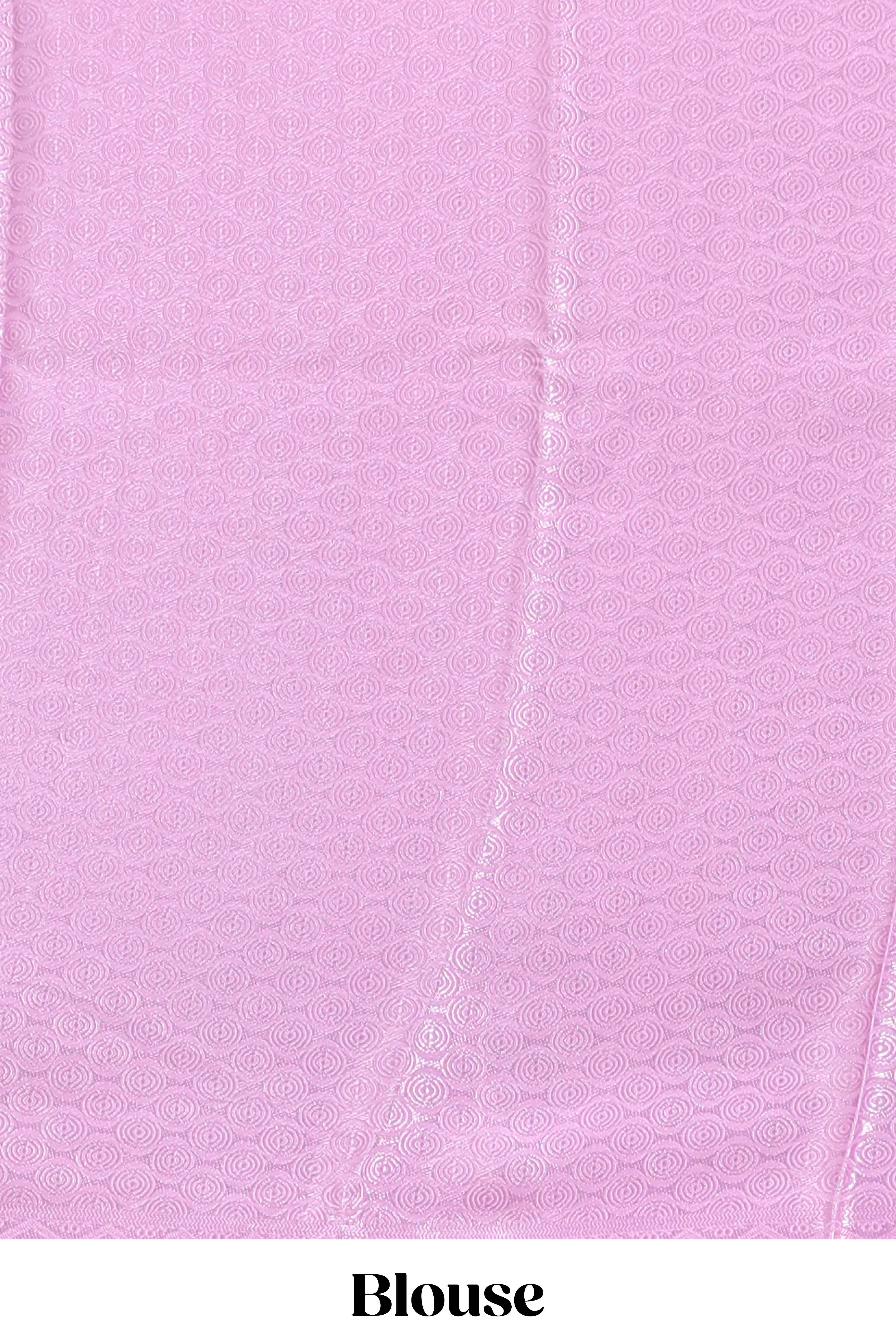 Blue & pink dual shade floral design georgette saree with contrast zari border and blouse