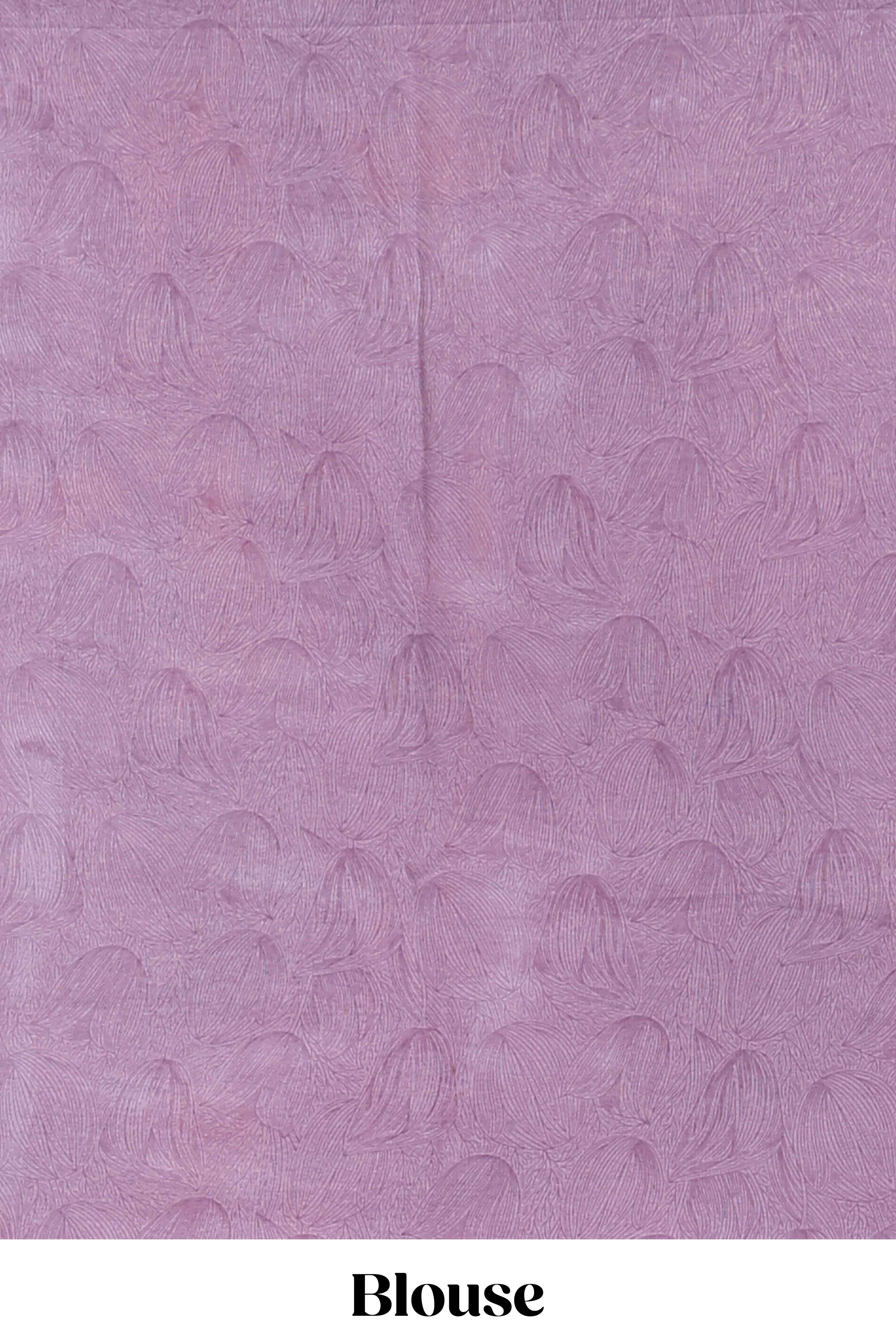 Electric lavender floral design georgette saree with self border and matching blouse