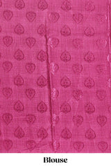 Magenta floral design georgette saree with contrast border and matching blouse