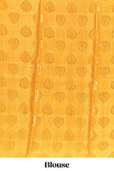 Golden yellow floral design georgette saree with contrast border and matching blouse