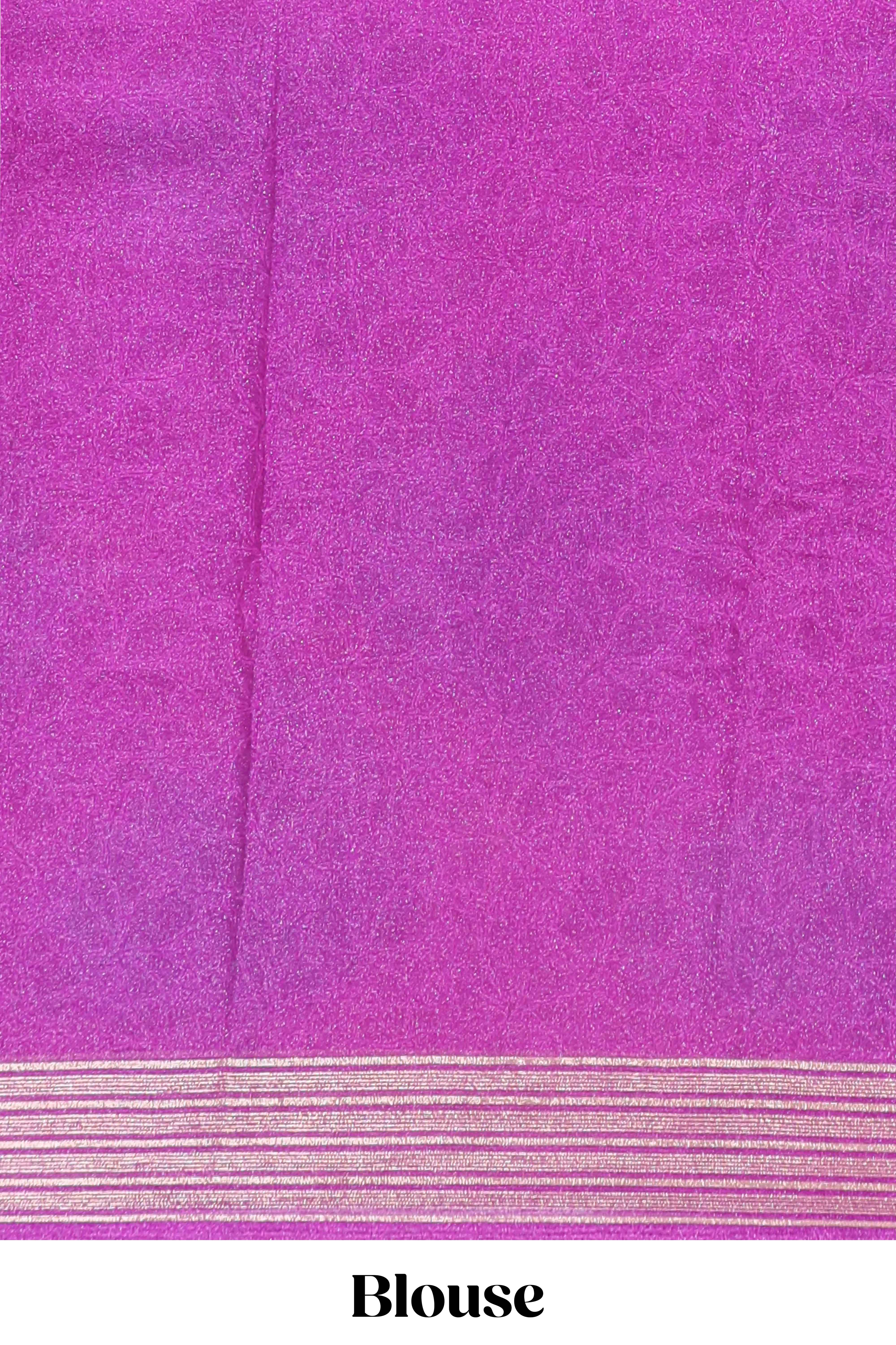 Lavender floral design georgette saree with self border and matching blouse