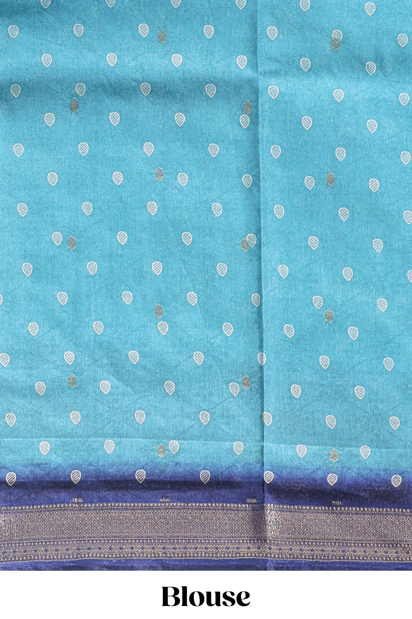 Blue floral design georgette saree with contrast border and motifs blouse