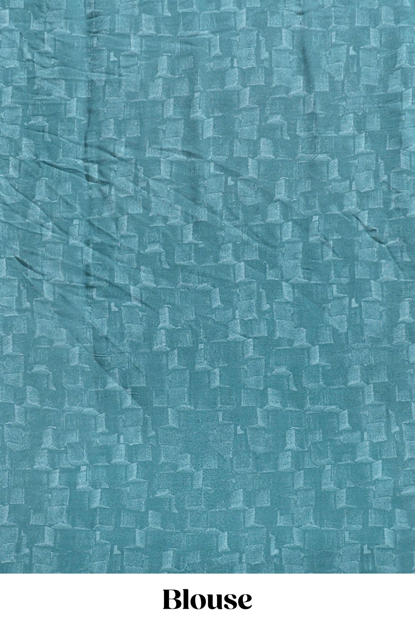 Turquoise blue geometirc digital print georgette saree with self scallop border and matching blouse
