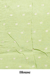 Green and pink double shaded zari checks georgette saree with small zari border and self pallu along with matching zari buttas blouse piece
