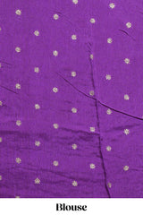 Red and violet double shaded zari checks georgette saree with small zari border and self pallu along with matching zari buttas blouse piece