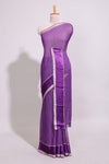 Violet zari checks georgette saree with small zari border with self pallu and matching blouse