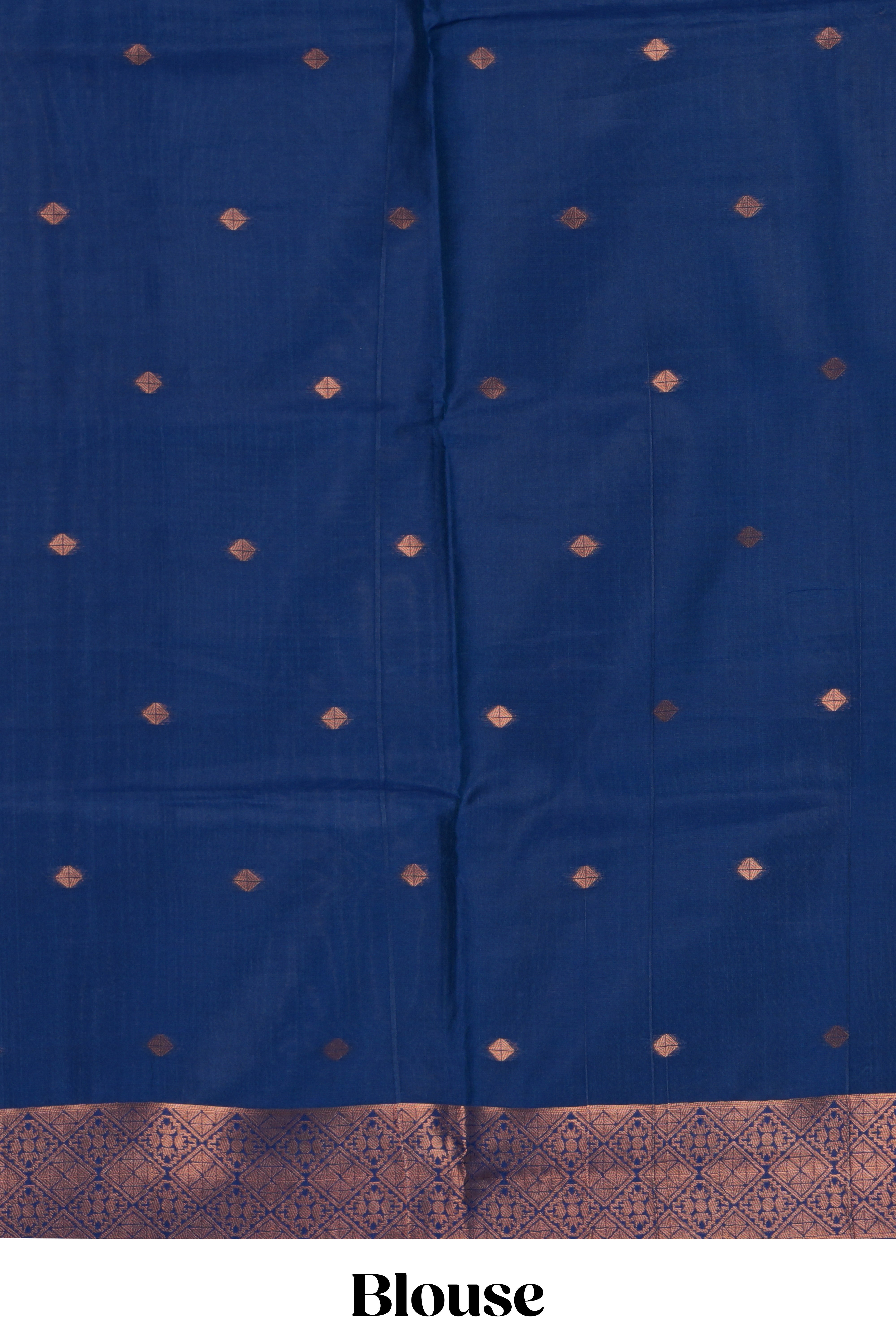 Teal green geometric & elephant motifs design ikkat cotton saree with contrast elephant design border and zari motifs blouse