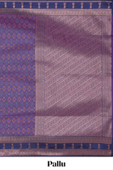 Lavender floral design zari motifs ikkat cotton saree with contrast zari design border and zari floral motifs blouse