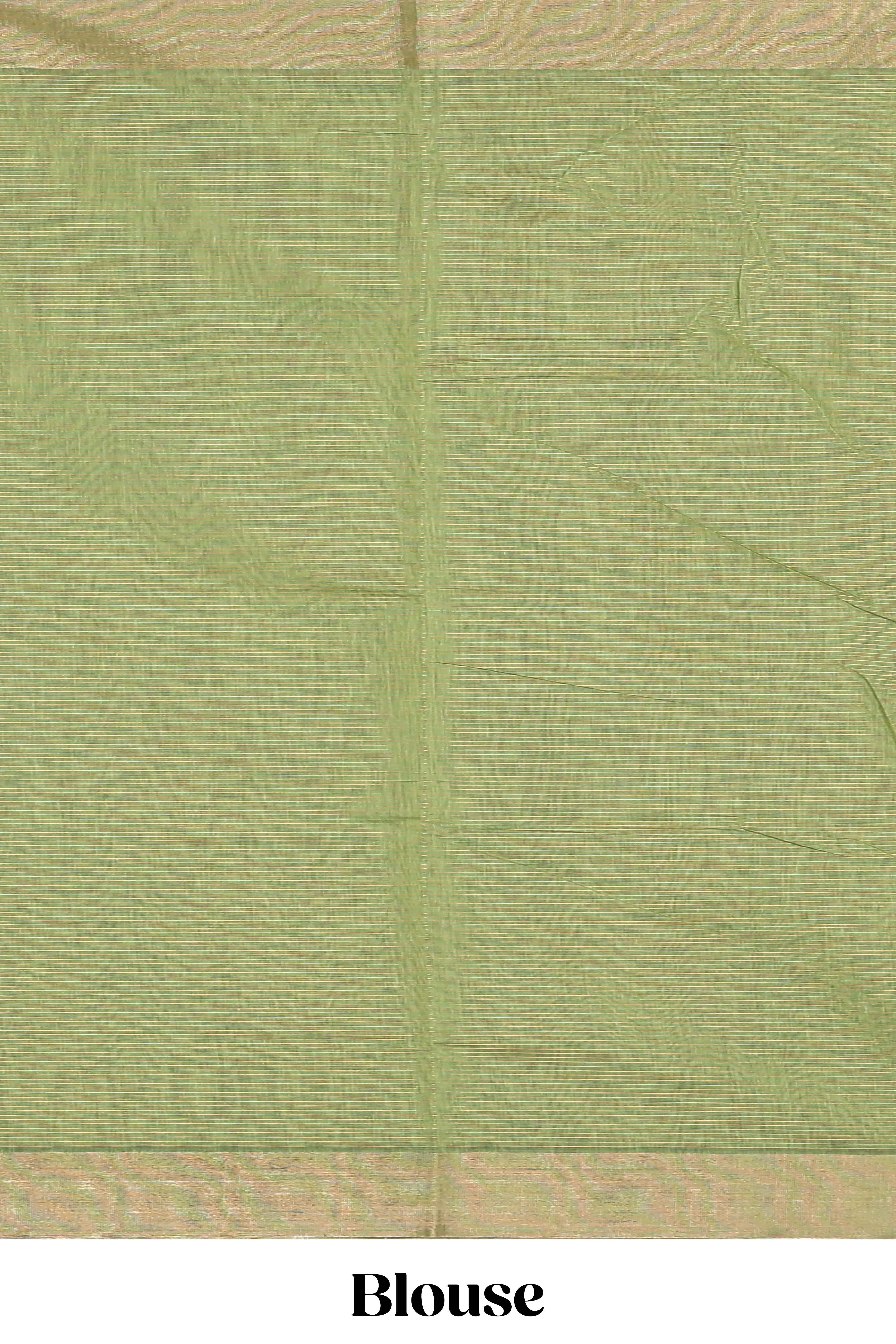 Teal green striped pure ikkat cotton saree with self zari border paired with beautiful ikkat design pallu and matching blouse