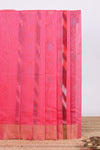 Pink motif designs ikkat cotton saree with contrast zari border and plain blouse