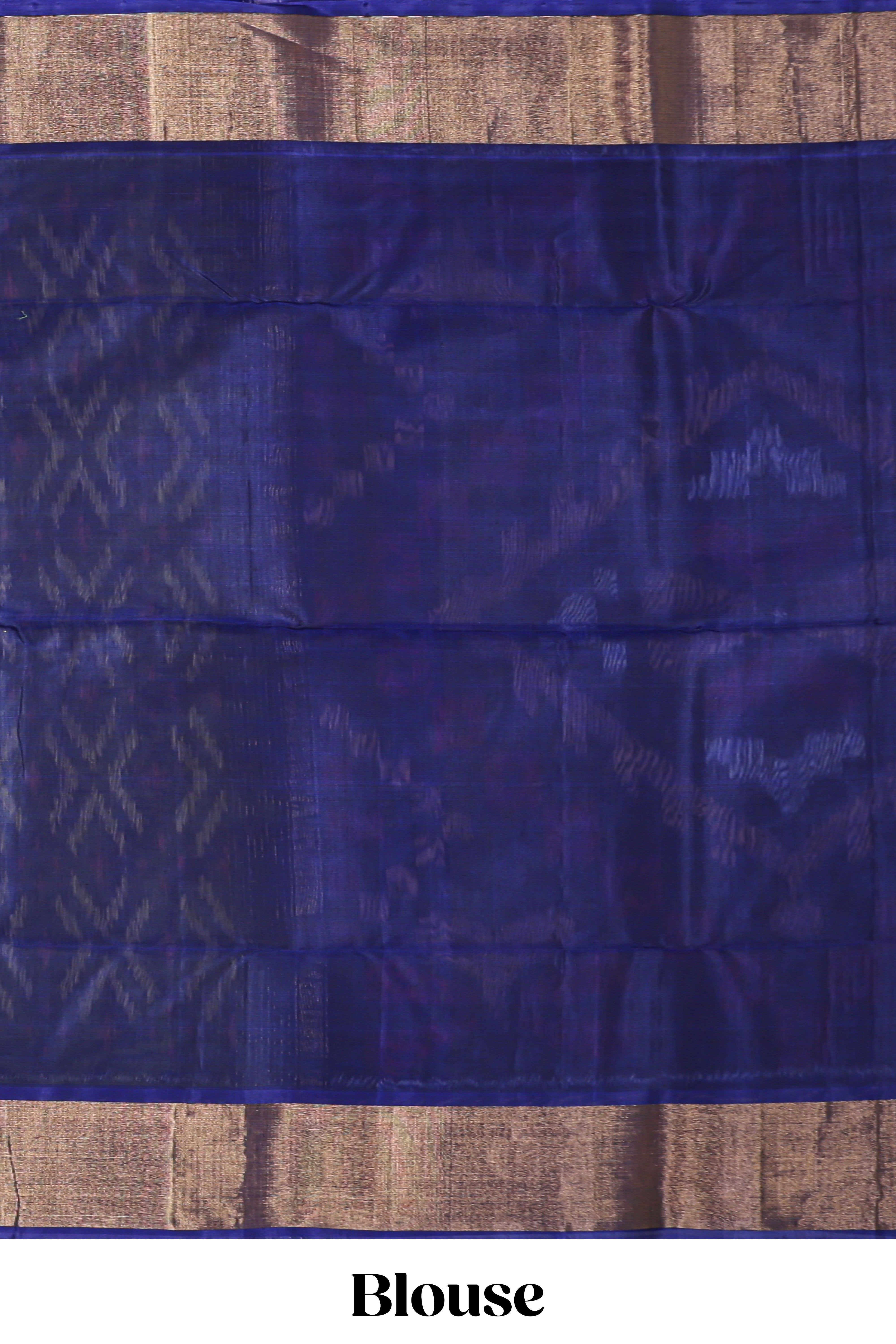 Green Geometric design ikkat cotton saree with contrast zari border and blouse