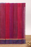 Red striped shades plain design ikkat cotton saree with self zari pallu and matching blouse