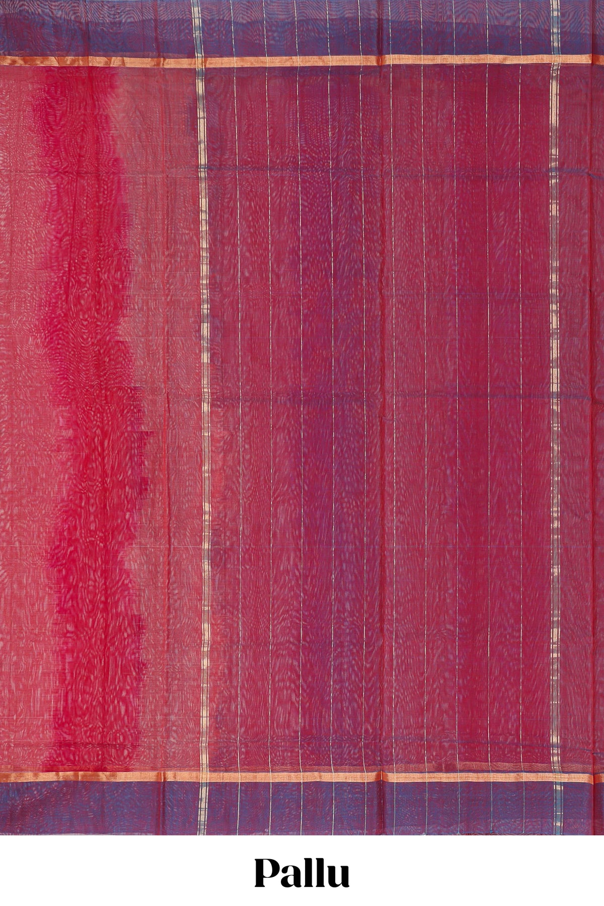 Red striped shades plain design ikkat cotton saree with self zari pallu and matching blouse