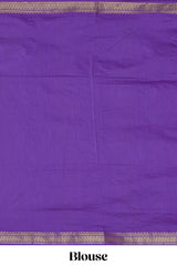 Lavender motifs design kalyani cotton saree with contrast border and striped pattern pallu
