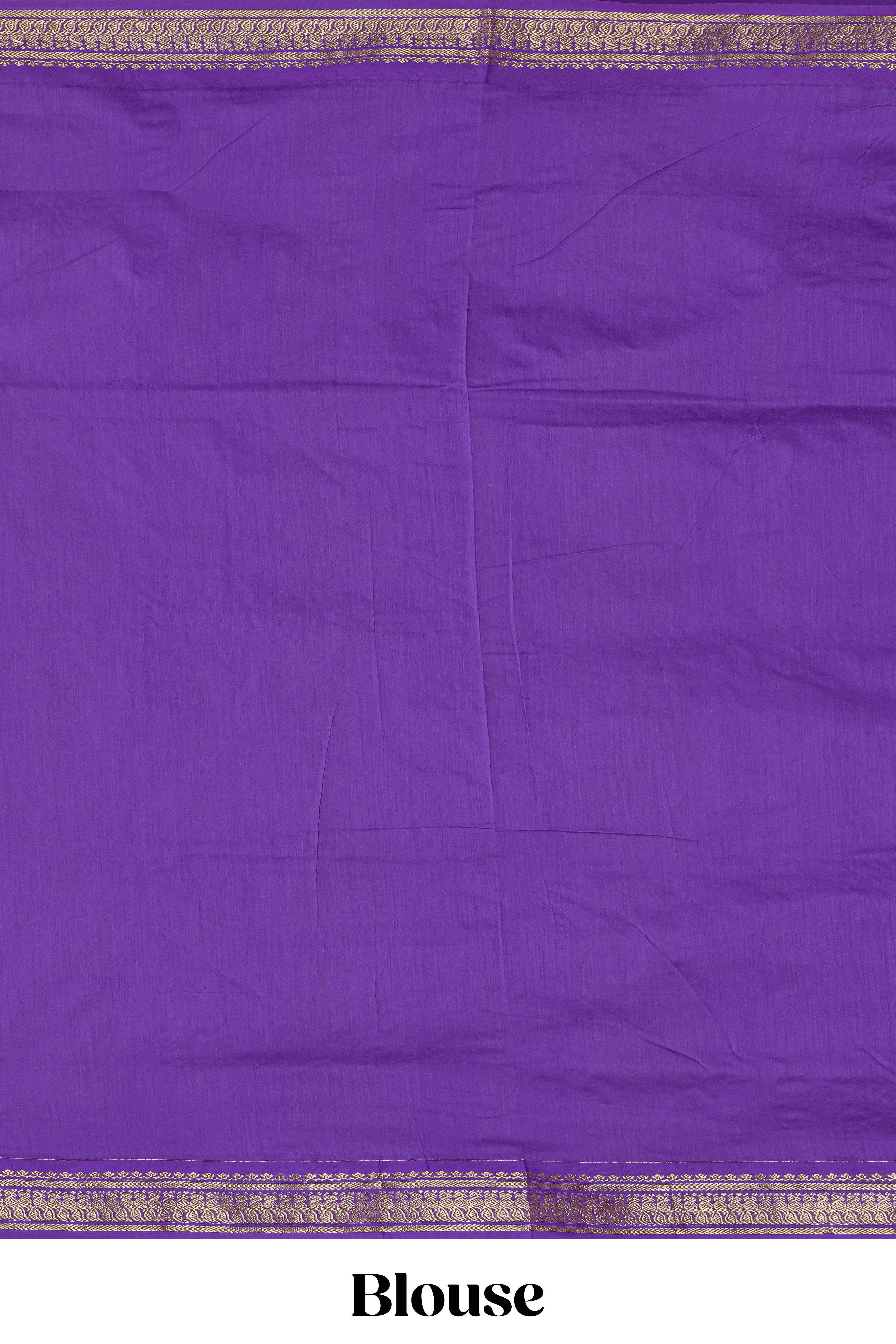 Lavender motifs design kalyani cotton saree with contrast border and striped pattern pallu