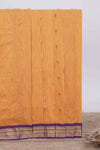 Orange motifs design kalyani cotton saree with contrast border and striped pattern pallu