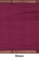 Green motifs design kalyani cotton saree with contrast border and striped pattern pallu