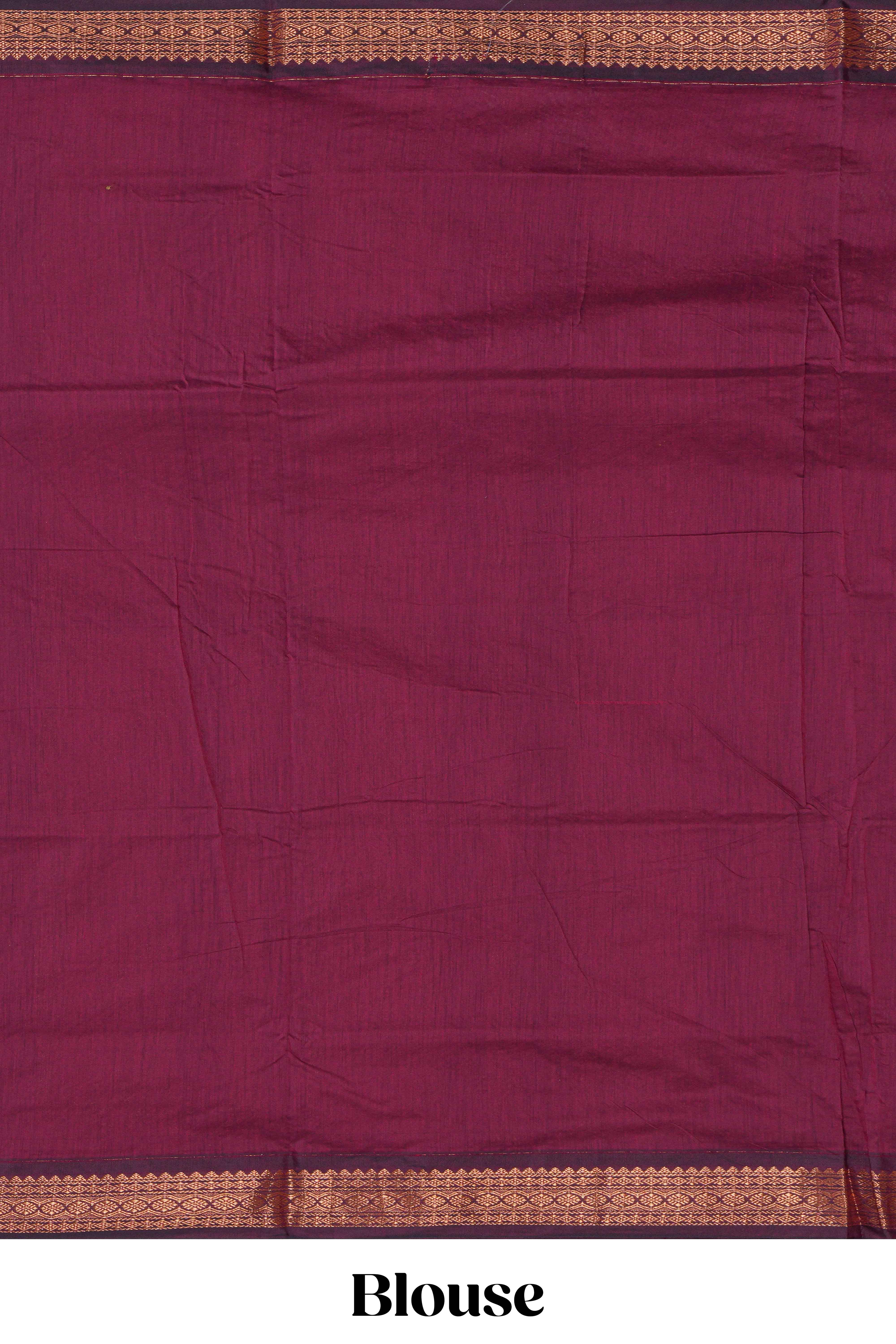 Green motifs design kalyani cotton saree with contrast border and striped pattern pallu