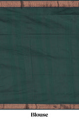 Orange motifs design kalyani cotton saree with contrast border and striped pattern pallu