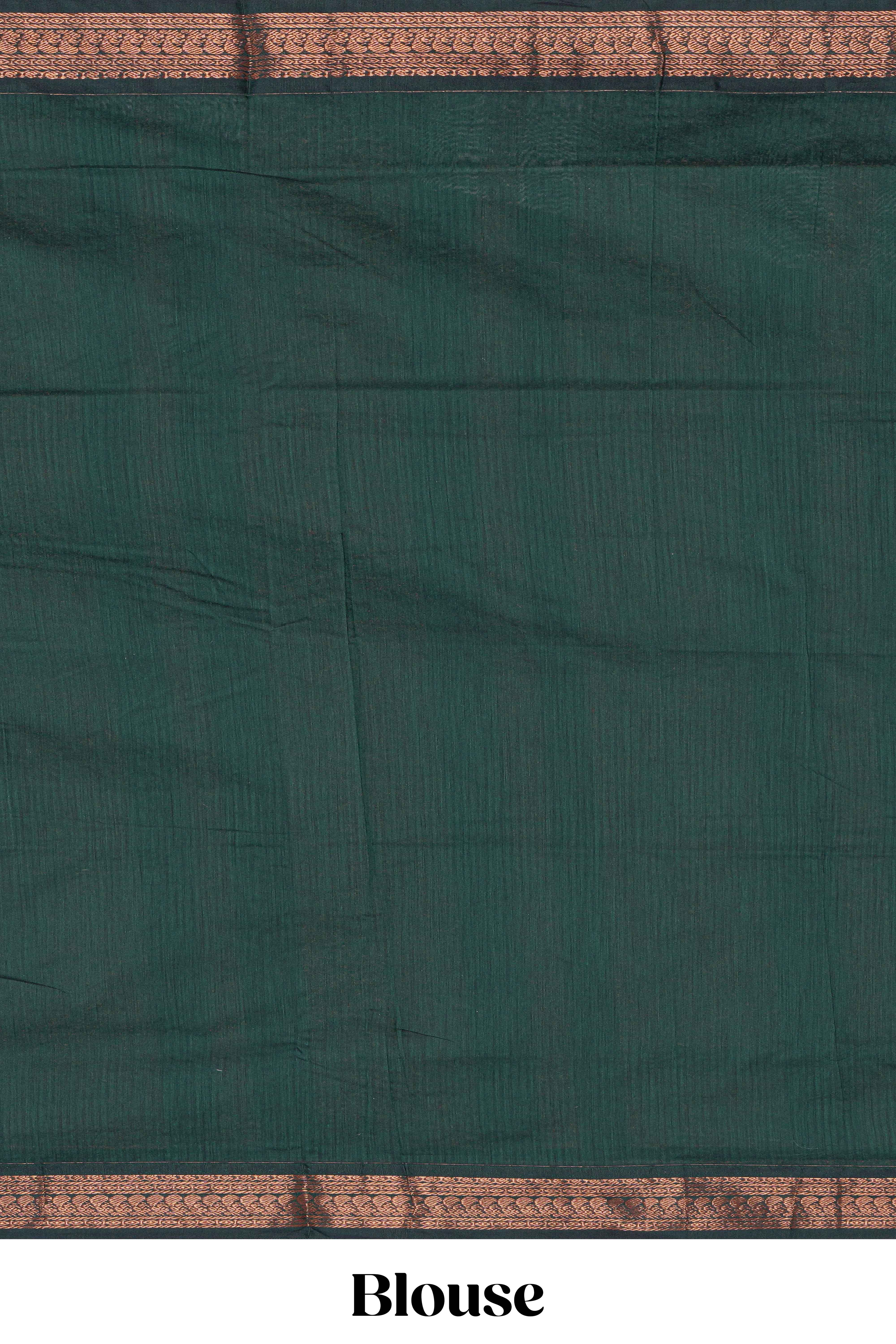 Orange motifs design kalyani cotton saree with contrast border and striped pattern pallu