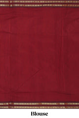 Green butta designed kalyani cotton saree with contrast border and zari designed pallu with plain blouse