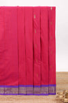 Rani pink butta designed kalyani cotton saree with contrast border and plain blouse