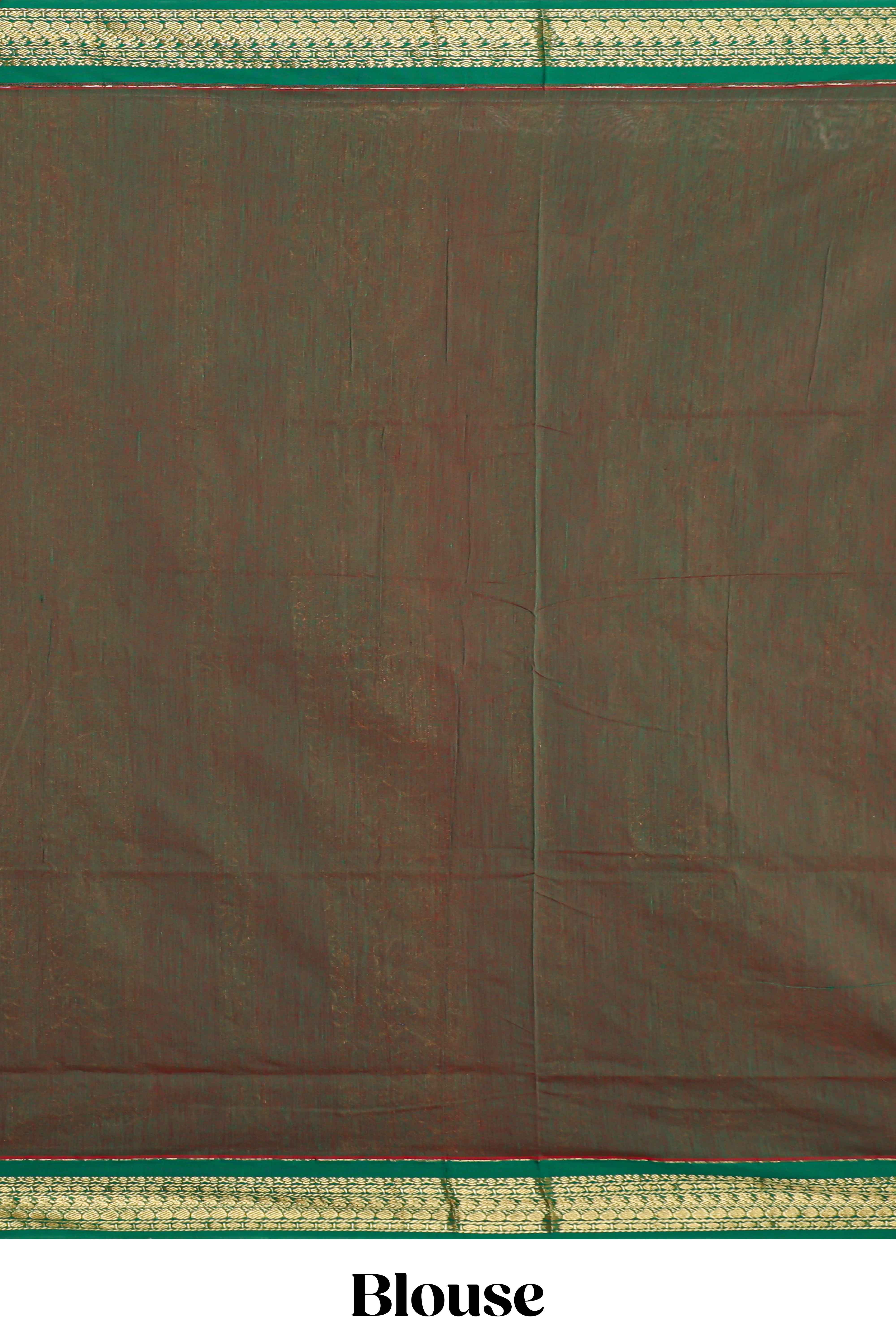 Peach bird motifs design kalyani cotton saree with contrast border and zari striped pallu