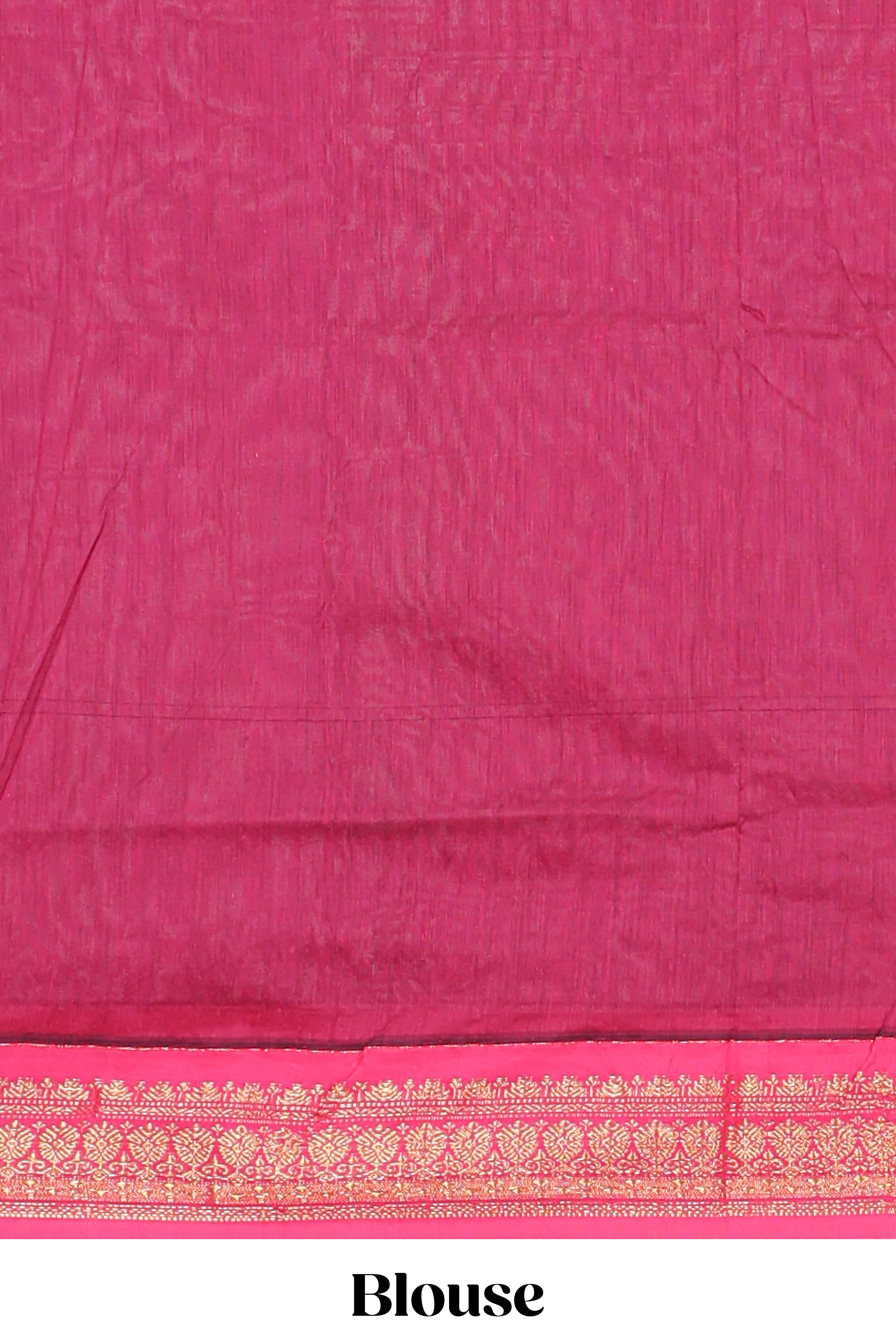 Dark green floral motifs design kalyani cotton saree with contrast border and blouse