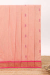 Peach floral motifs design kalyani cotton saree with contrast border and blouse