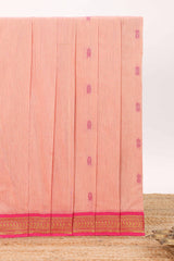 Peach floral motifs design kalyani cotton saree with contrast border and blouse