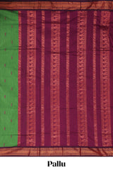 Green floral motifs design kalyani cotton saree with contrast border and blouse
