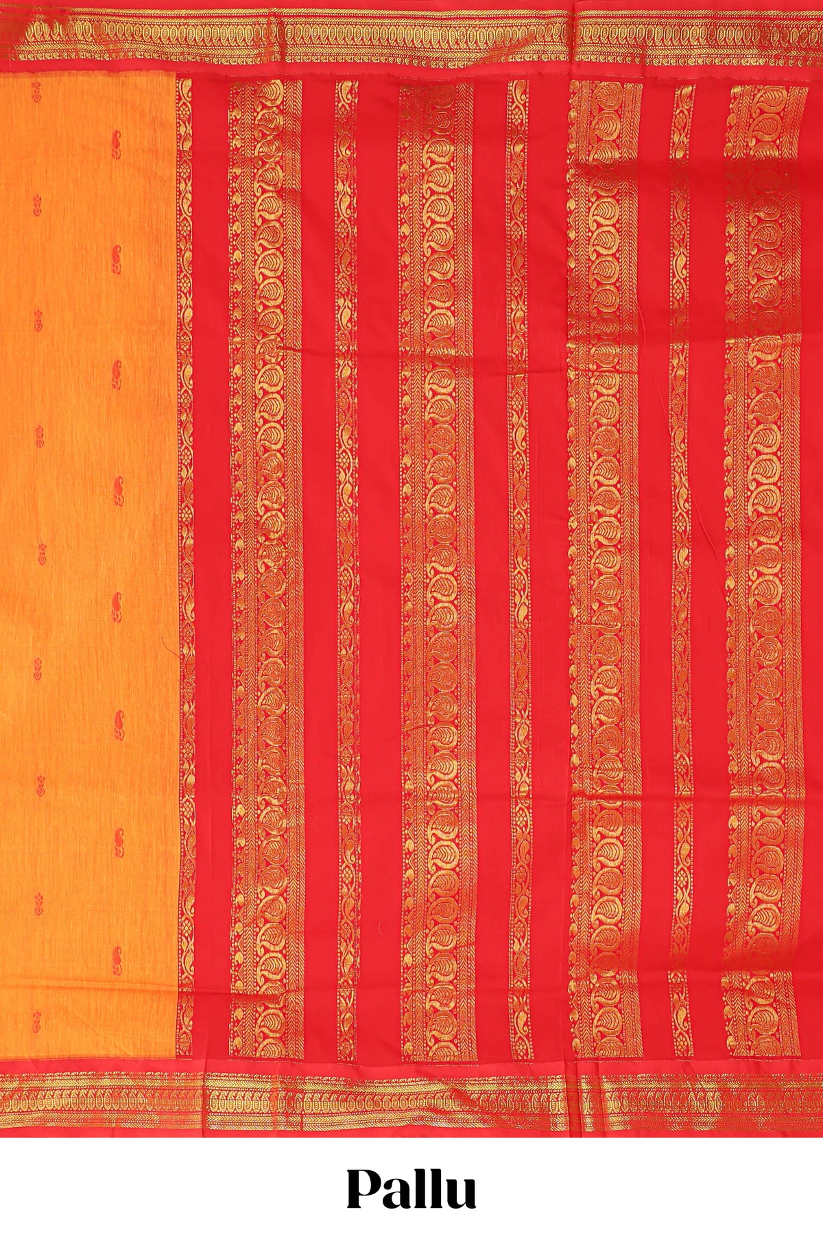 Orange floral motifs design kalyani cotton saree with contrast border and blouse