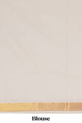 Cream plain design kerala cotton saree with self zari border and matching blouse
