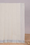 Cream plain design kerala cotton saree with self silver zari border and matching blouse