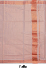 Copper plain design kerala cotton saree with self zari border and matching blouse