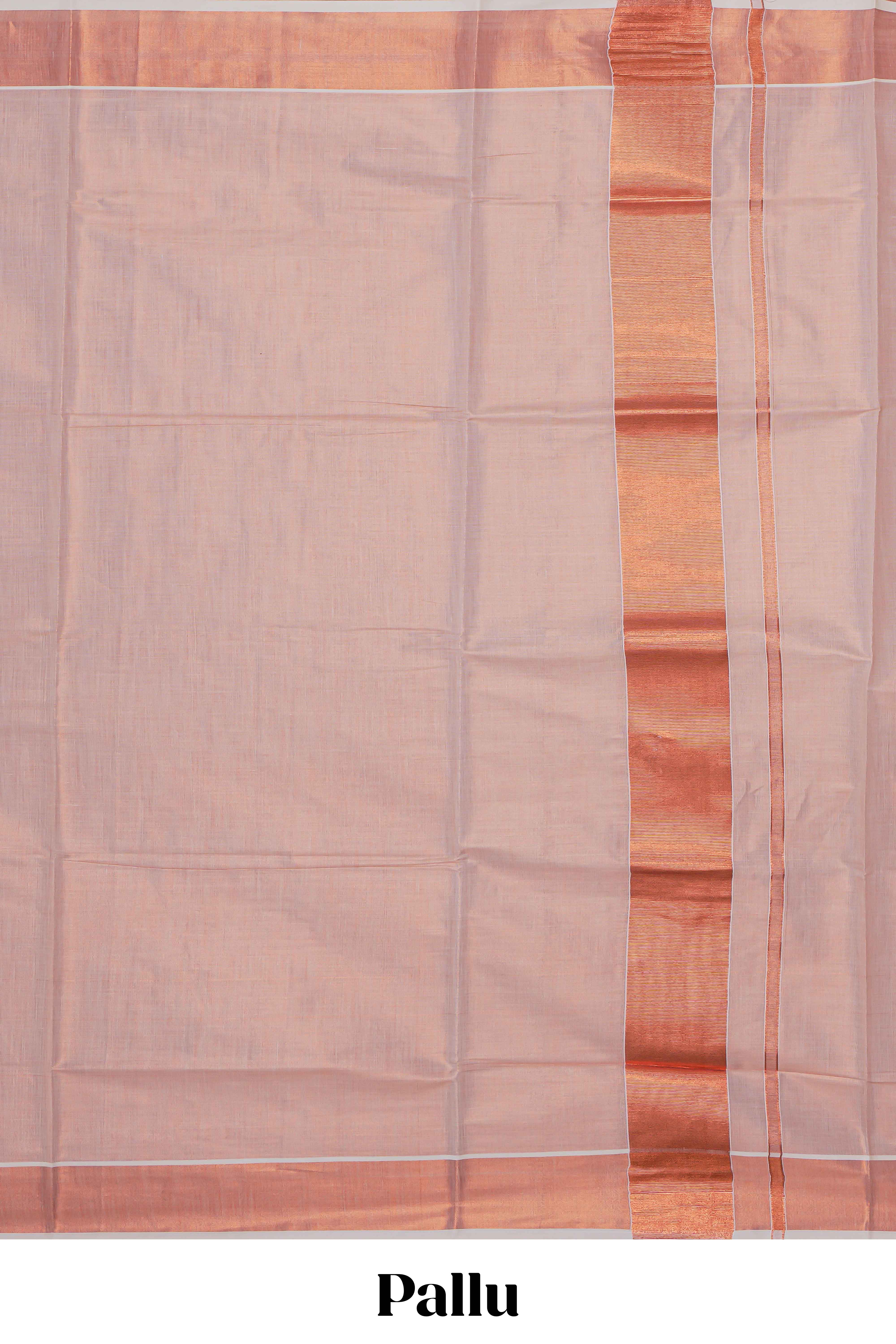 Copper plain design kerala cotton saree with self zari border and matching blouse