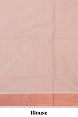 Copper plain design kerala cotton saree with self zari border and matching blouse