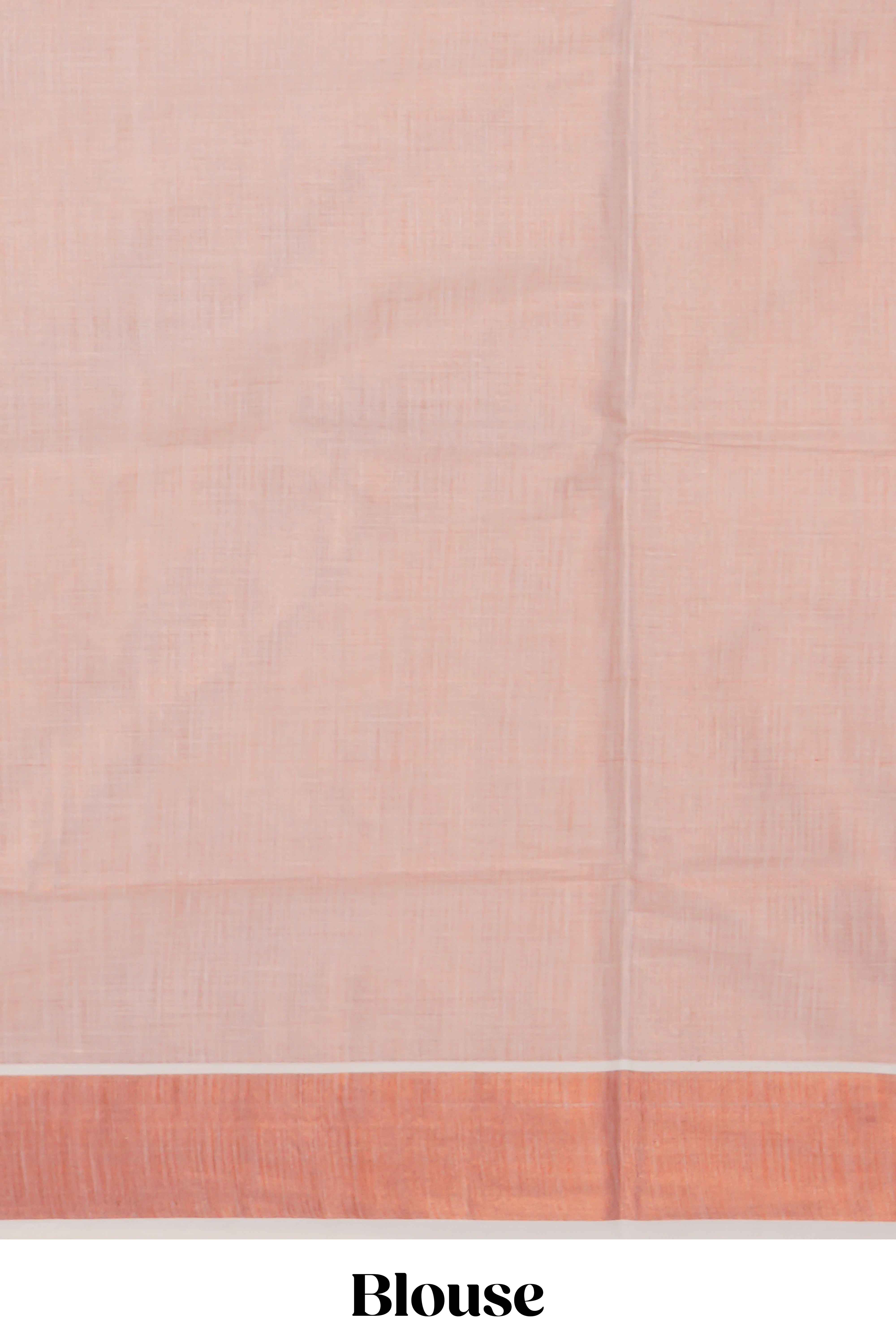 Copper plain design kerala cotton saree with self zari border and matching blouse