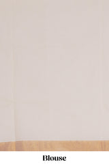 Cream plain design kerala cotton saree with self zari border and matching blouse