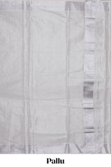 Grey plain design kerala cotton saree with self zari border and matching blouse