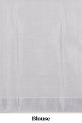 Grey plain design kerala cotton saree with self zari border and matching blouse