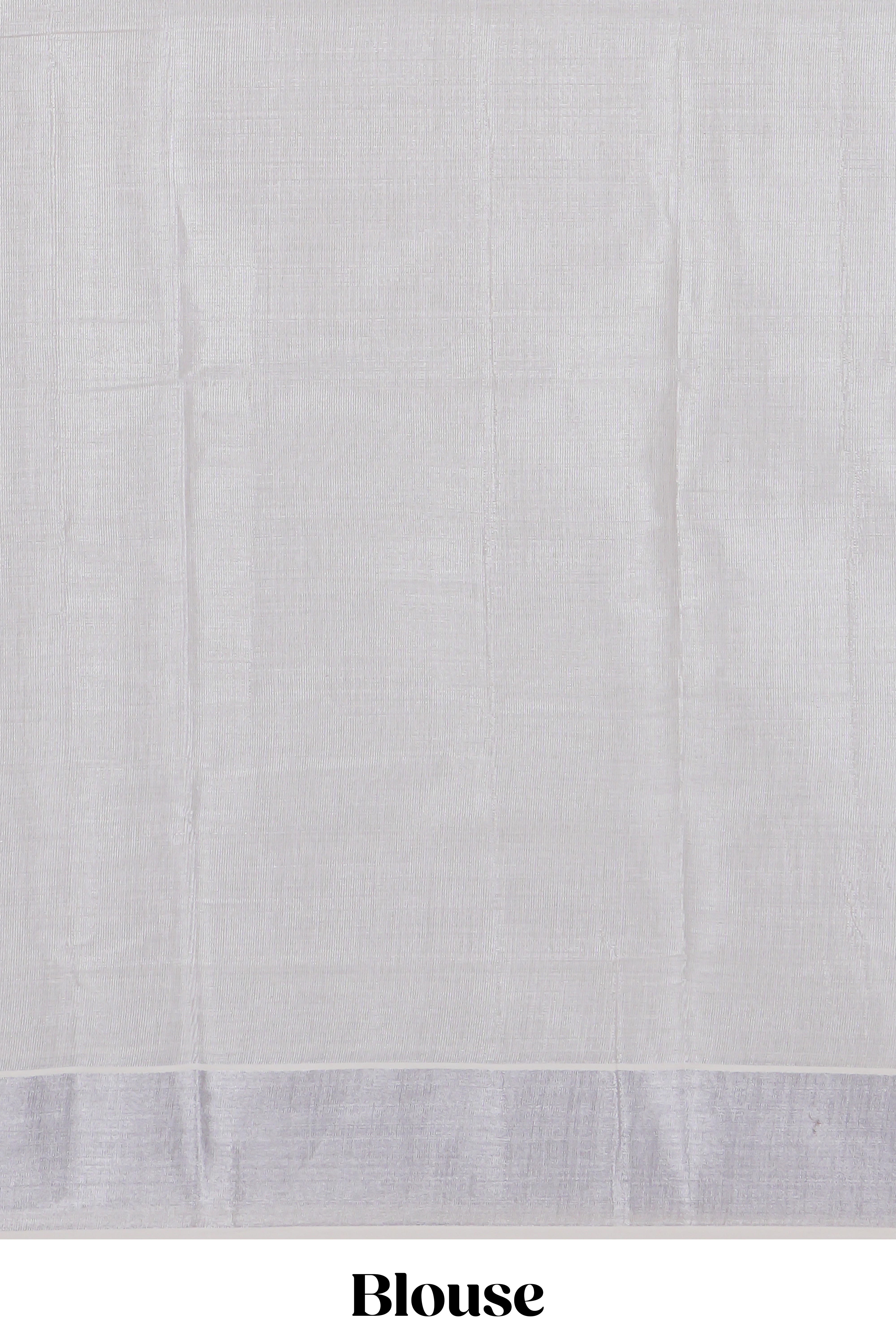 Grey plain design kerala cotton saree with self zari border and matching blouse