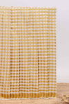 Cream golden zari checked design kerala cotton saree with self zari border and matching blouse