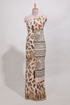 Multicolour kalamkari printed cotton saree with traditional floral motifs and contrast pallu
