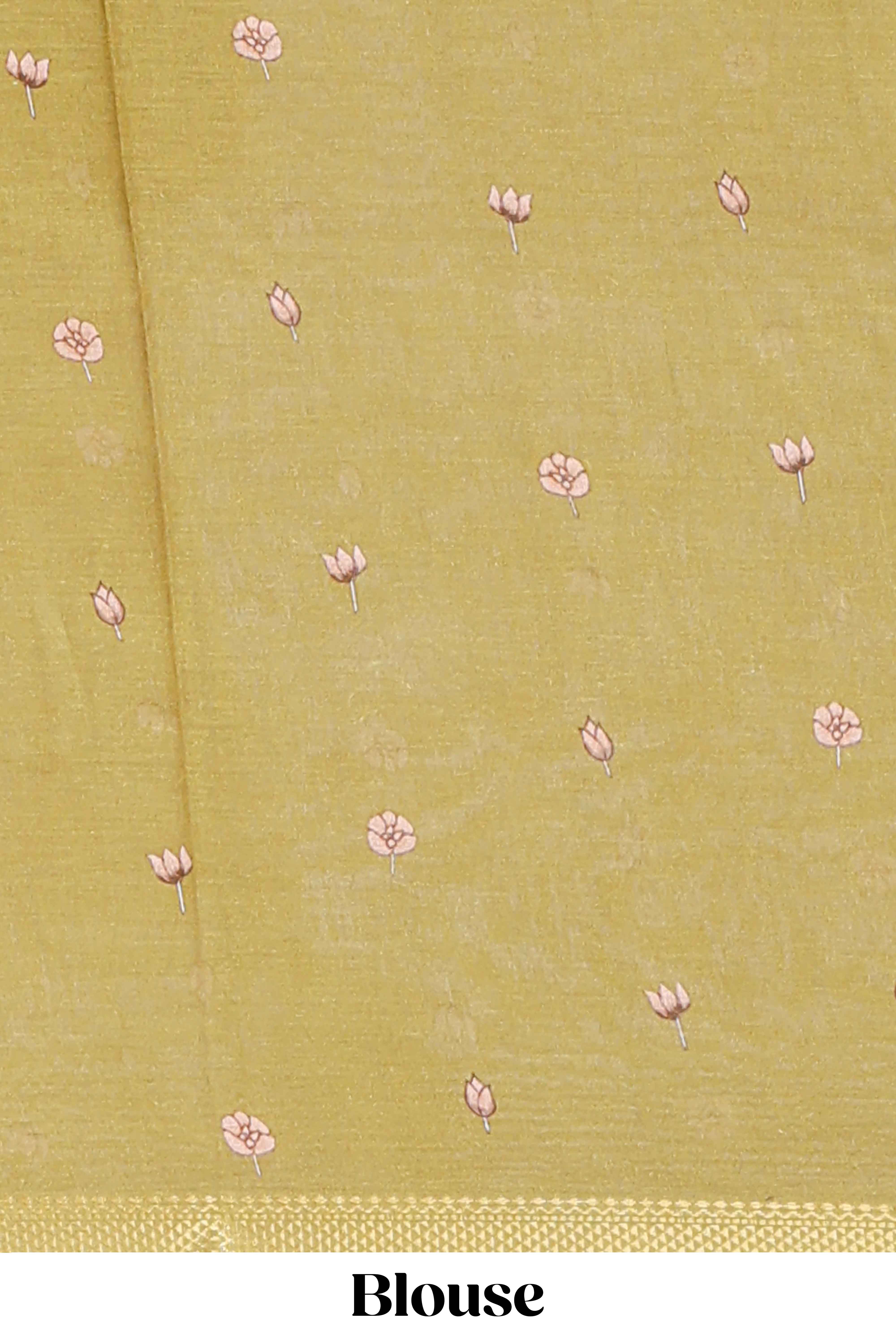Brown mythological & traditional motifs kalamkari cotton saree with contrast zari border and motifs blouse