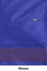 Royal Blue Katan SilkSaree with Rich Zari Woven Geometric border and Pallu along with Matching Blouse