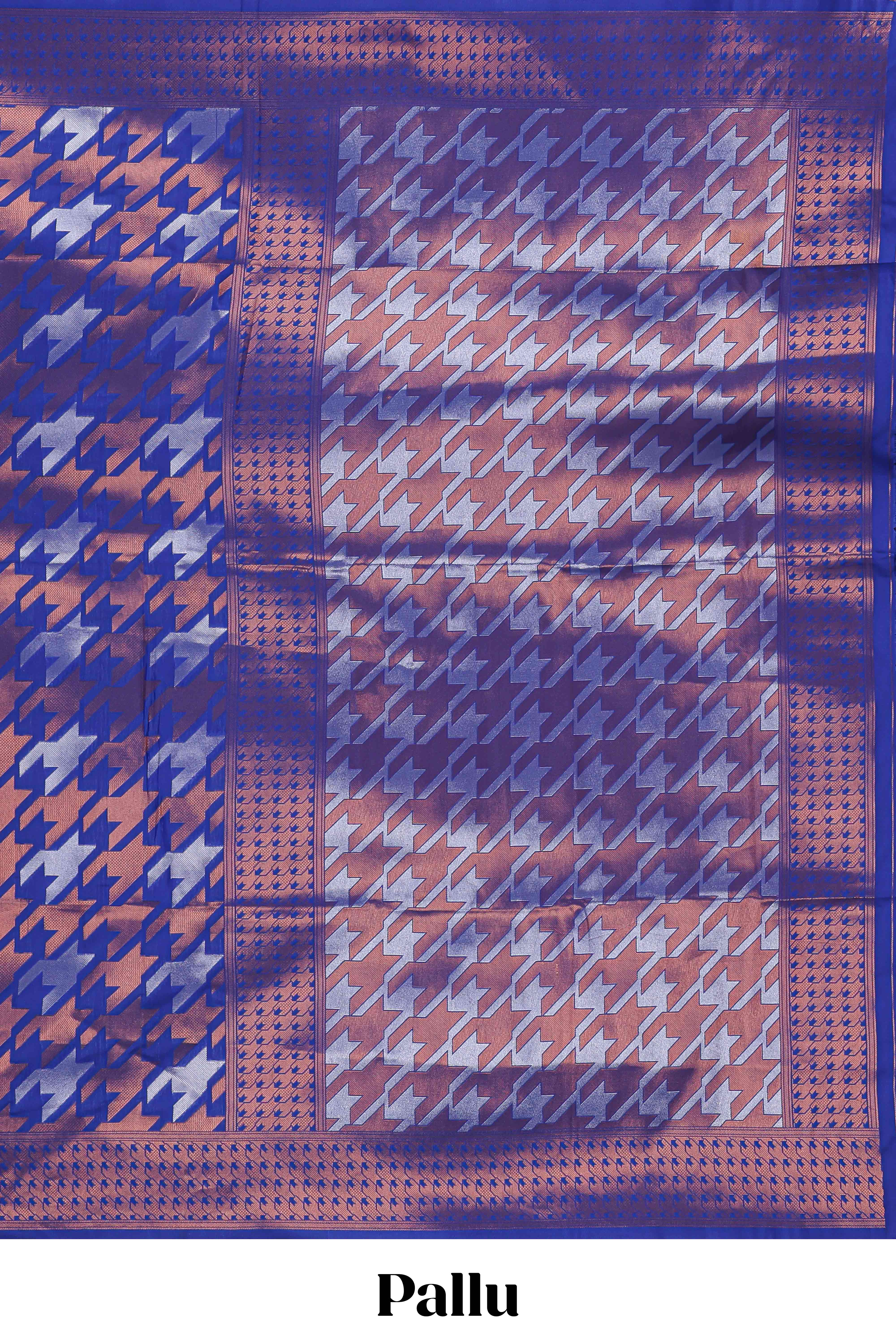 Royal Blue Katan SilkSaree with Rich Zari Woven Geometric border and Pallu along with Matching Blouse