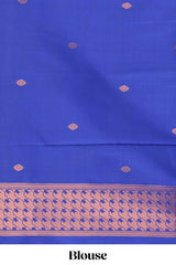 Royal Blue Katan SilkSaree with Rich Zari Woven Geometric border and Pallu along with Matching Blouse