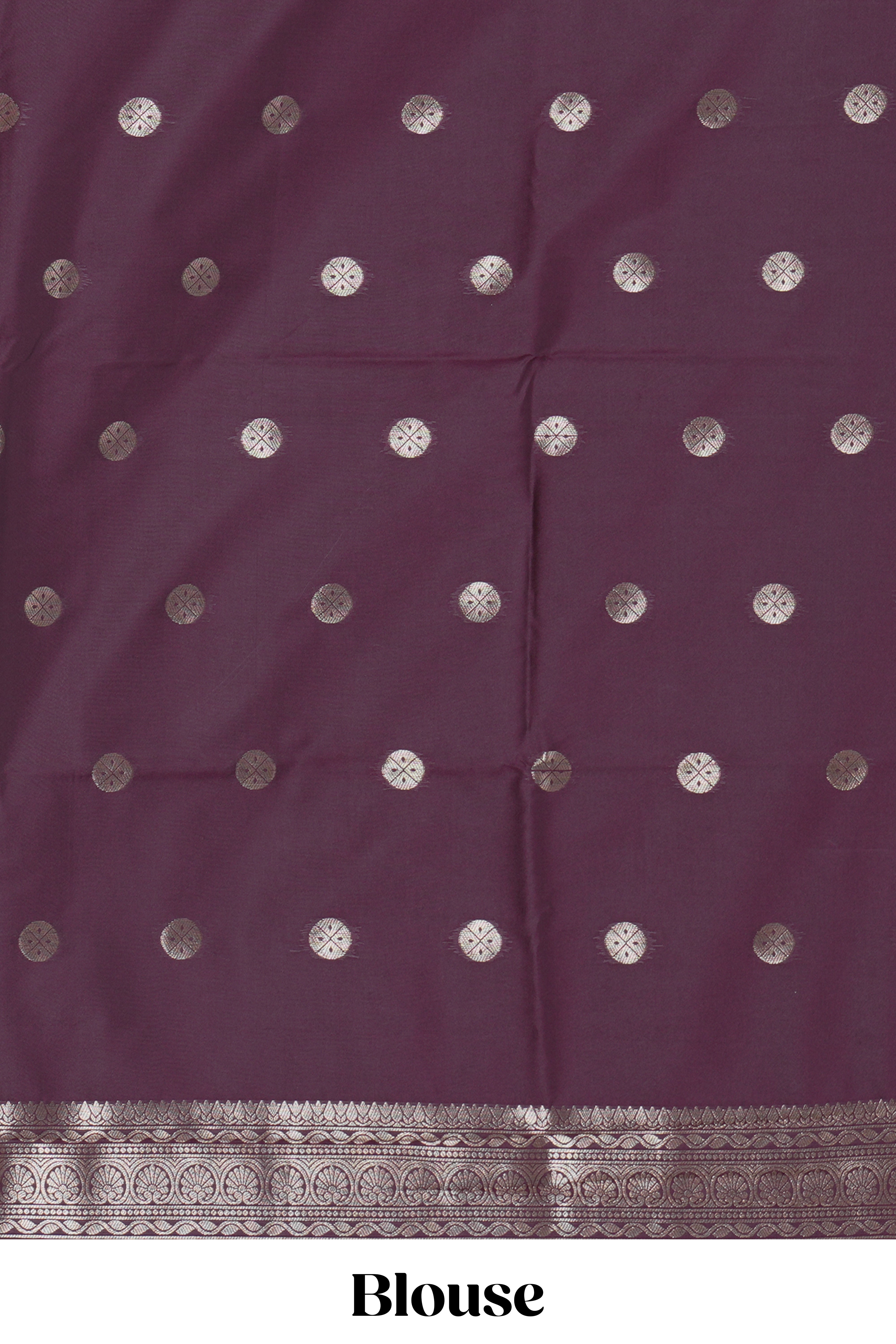 Deep purple leaf design zari motifs kathan silk saree with self zari border and motifs blouse