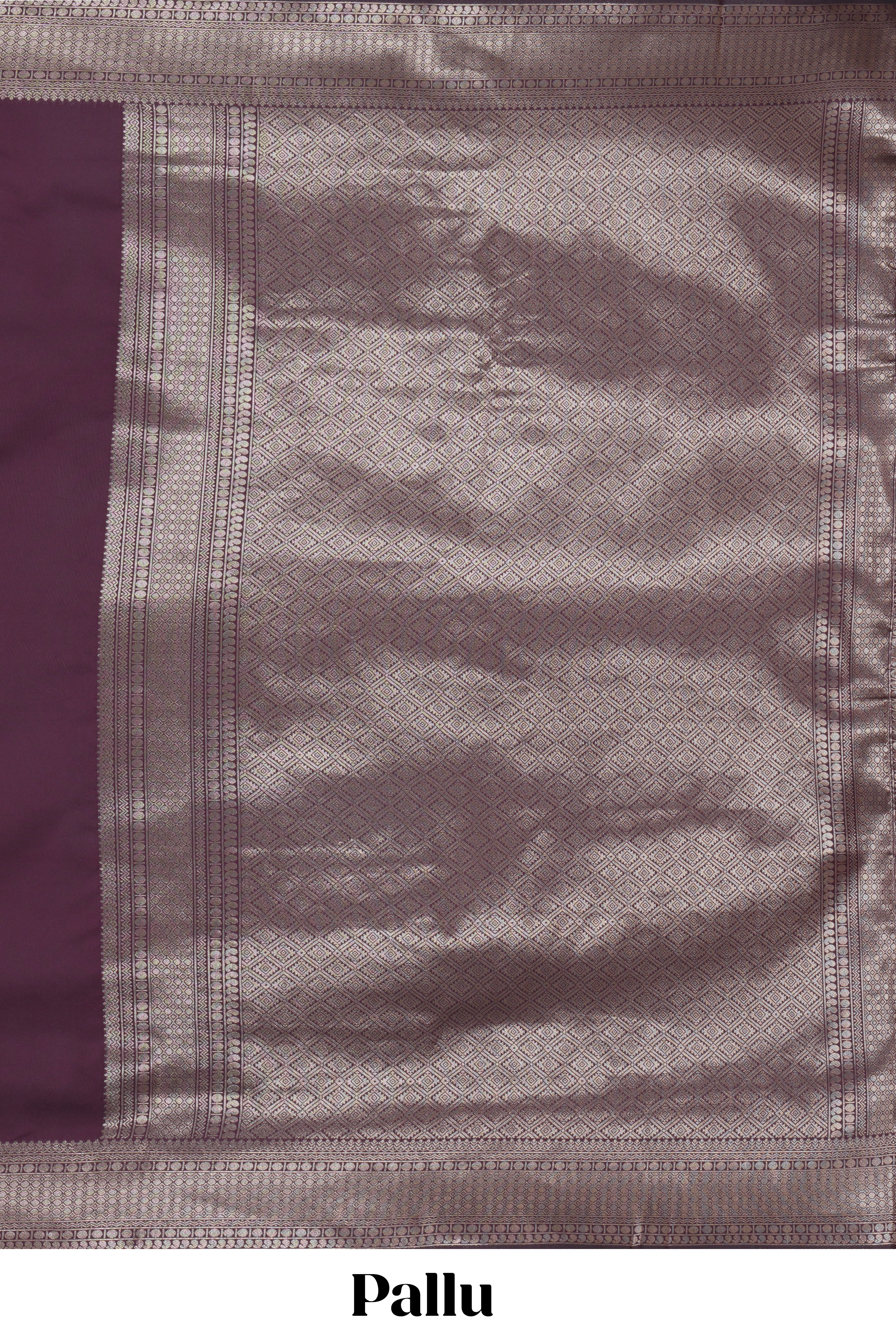 Deep purple floral design zari motifs kathan silk saree with self zari border and motifs blouse